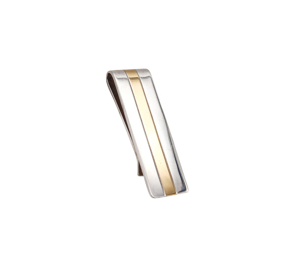 -Tiffany & Co. Geometric Money Clip in Solid .925 Sterling Silver And 18Kt Yellow Gold