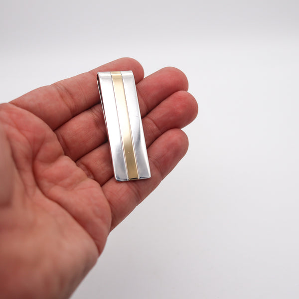 -Tiffany & Co. Geometric Money Clip in Solid .925 Sterling Silver And 18Kt Yellow Gold