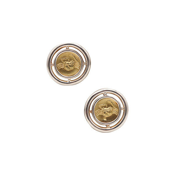 -Lalaounis 1970 Akragas Crabs Clips-On Earrings In 18Kt Yellow Gold and Sterling