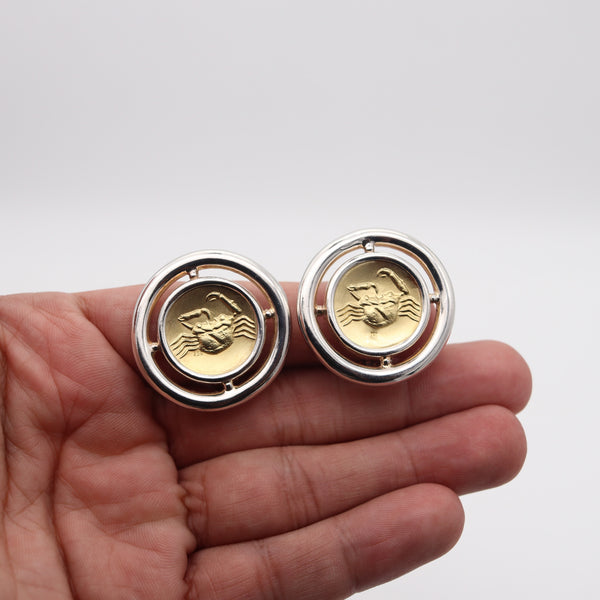 -Lalaounis 1970 Akragas Crabs Clips-On Earrings In 18Kt Yellow Gold and Sterling