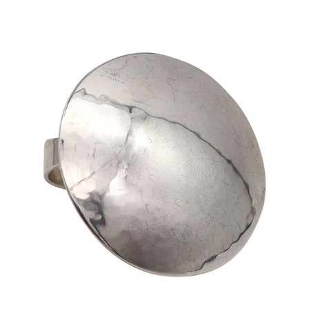 -Owe Johansson 1971 Finland Modernist Domed Ring in Solid .925 Sterling Silver