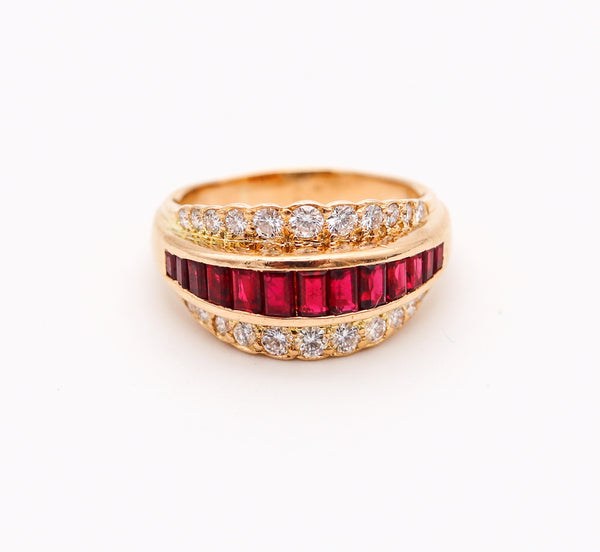 OSCAR HEYMAN Cocktail Ring In 18Kt Gold With 2.64 Ctw In Diamonds And Rubies
