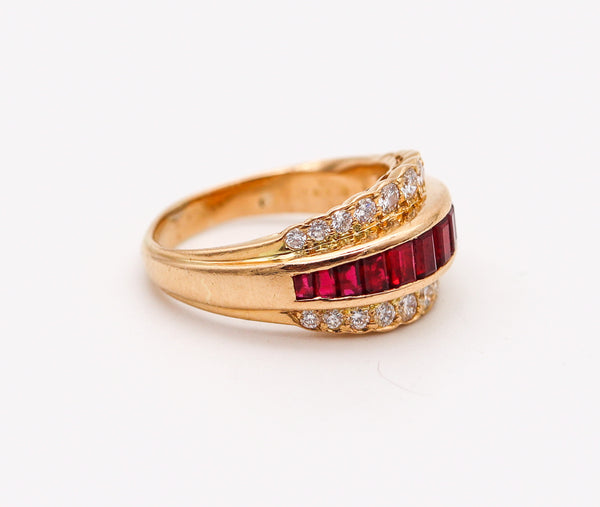 OSCAR HEYMAN Cocktail Ring In 18Kt Gold With 2.64 Ctw In Diamonds And Rubies