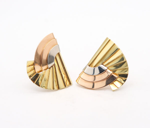 RENE BOIVIN Paris 1935 Belperron Art Deco Convertible Clips-Brooch In 18Kt Gold