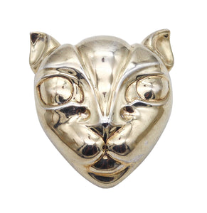 -PATRICIA VON MUSULIN Geometric Cats Face Brooch In .925 Sterling Silver