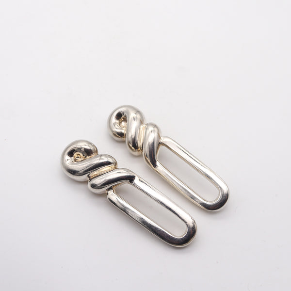 PATRICIA VON MUSULIN Geometric Dangle Clips-On Earrings In .925 Sterling Silver