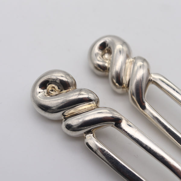 PATRICIA VON MUSULIN Geometric Dangle Clips-On Earrings In .925 Sterling Silver