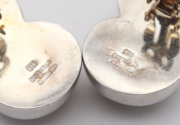 PATRICIA VON MUSULIN Geometric Dangle Clips-On Earrings In .925 Sterling Silver