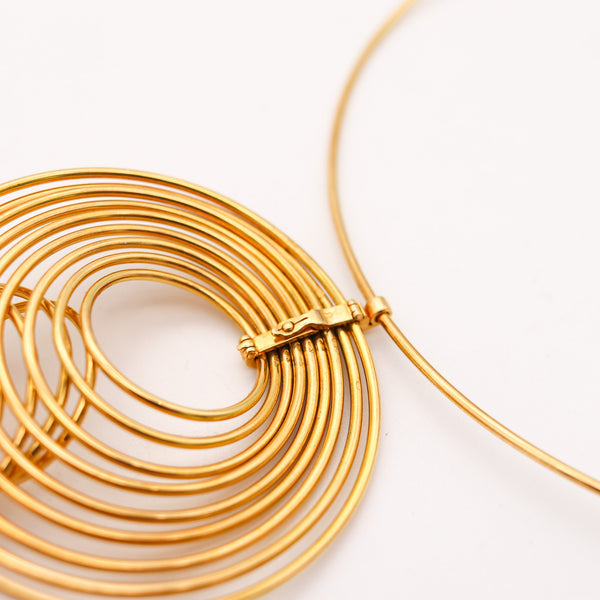 YAACOV AGAM 1970 Paris Kinetic Op-Art Sculptural Necklace In 18Kt Yellow Gold