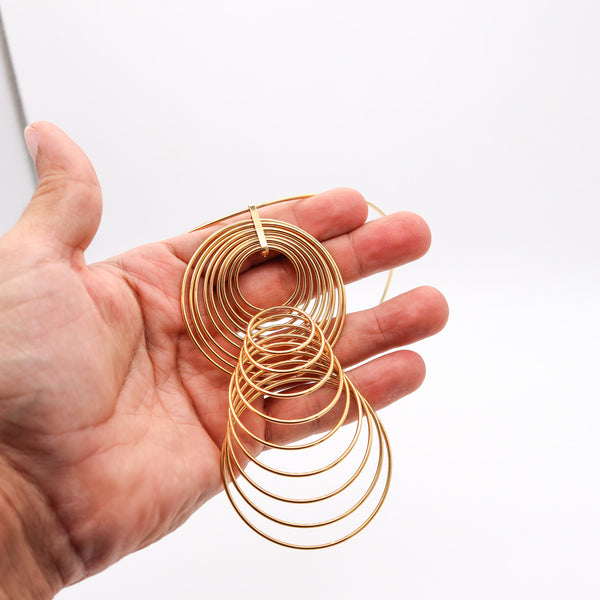 YAACOV AGAM 1970 Paris Kinetic Op-Art Sculptural Necklace In 18Kt Yellow Gold