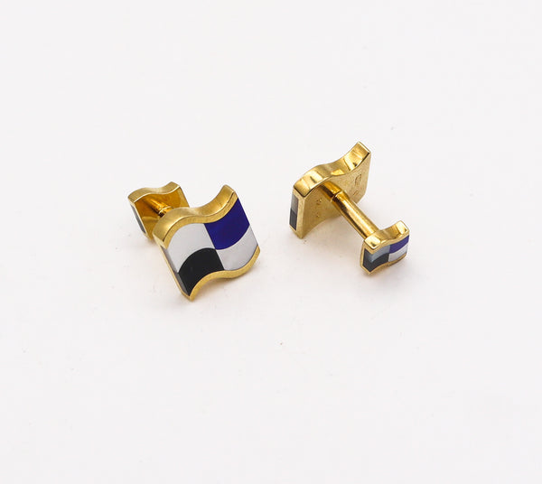 TIFFANY & CO. 1980 Angela Cummings Cufflinks In 18Kt Gold with Gemstones