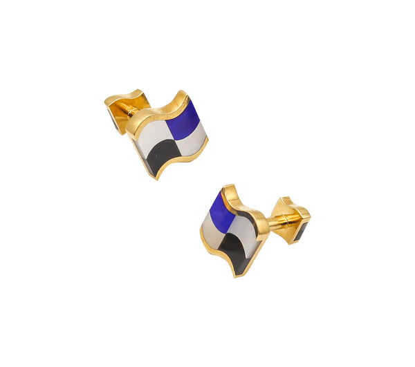TIFFANY & CO. 1980 Angela Cummings Cufflinks In 18Kt Gold with Gemstones