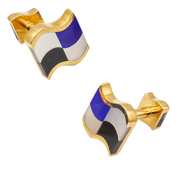 TIFFANY & CO. 1980 Angela Cummings Cufflinks In 18Kt Gold with Gemstones