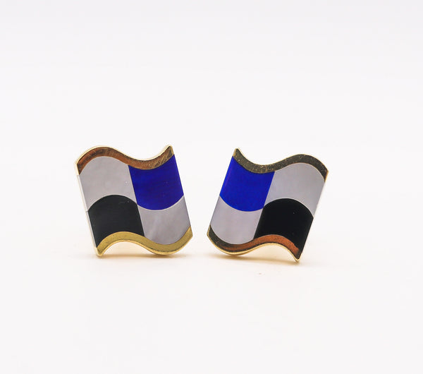 TIFFANY & CO. 1980 Angela Cummings Cufflinks In 18Kt Gold with Gemstones