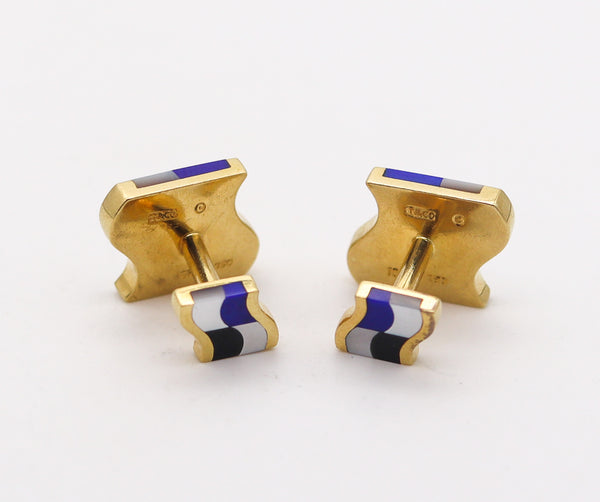 TIFFANY & CO. 1980 Angela Cummings Cufflinks In 18Kt Gold with Gemstones