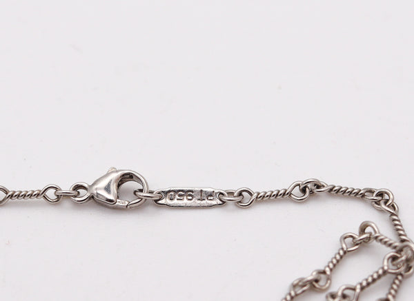 TIFFANY & CO. Open Heart Necklace Chain In Platinum With VS Diamonds & Pearl
