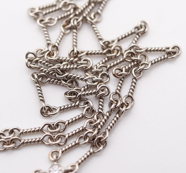 TIFFANY & CO. Open Heart Necklace Chain In Platinum With VS Diamonds & Pearl