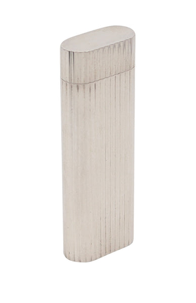 CARTIER 1970 Paris Linear-Oval Pocket Butane Gas Lighter In Plaqué d'Argent
