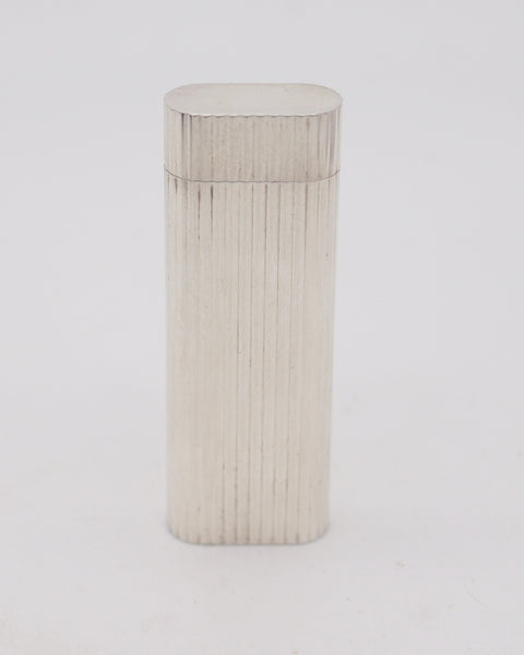 CARTIER 1970 Paris Linear-Oval Pocket Butane Gas Lighter In Plaqué d'Argent