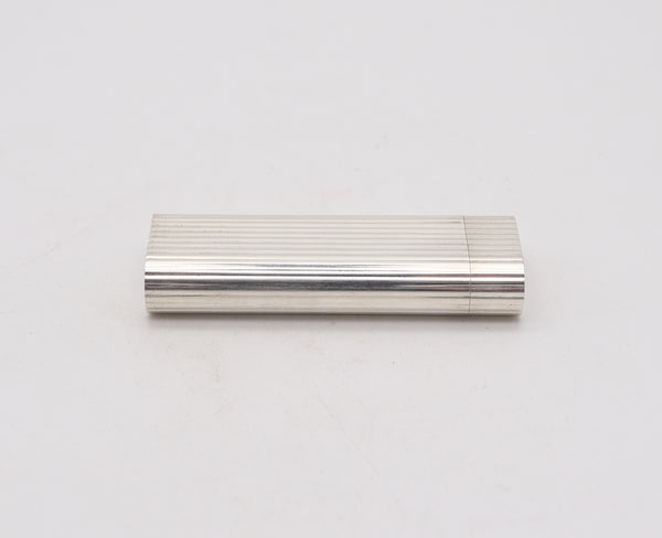 CARTIER 1970 Paris Linear-Oval Pocket Butane Gas Lighter In Plaqué d'Argent