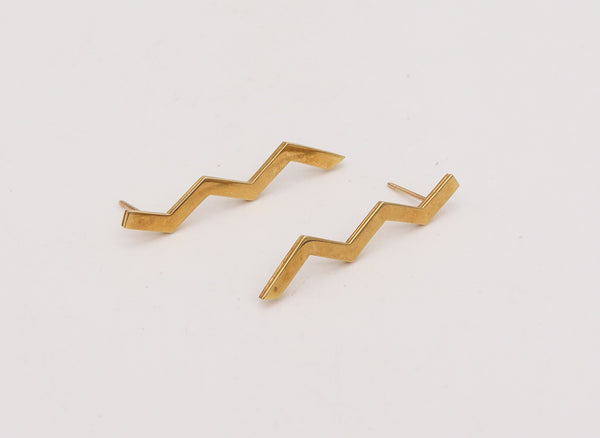 -Tiffany & Co. 1982 By Paloma Picasso Zig Zag Earrings In Solid 18Kt Yellow Gold