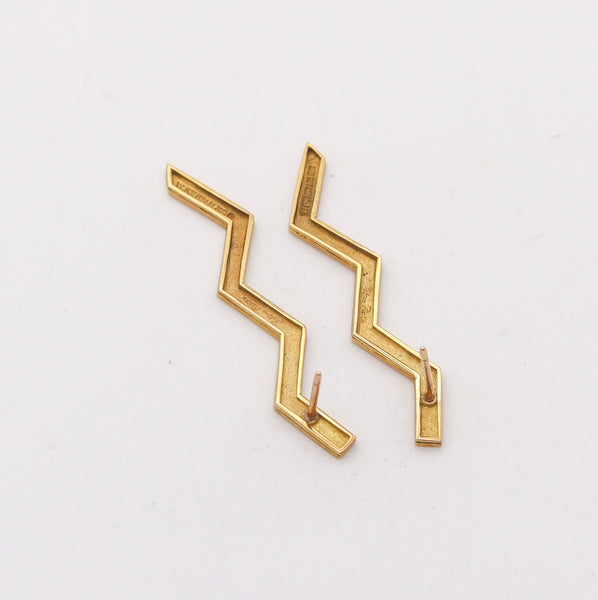 -Tiffany & Co. 1982 By Paloma Picasso Zig Zag Earrings In Solid 18Kt Yellow Gold