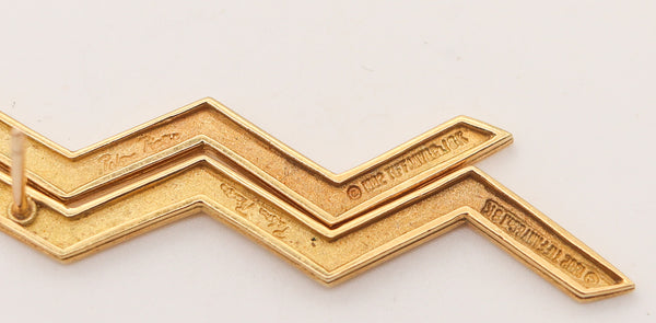 -Tiffany & Co. 1982 By Paloma Picasso Zig Zag Earrings In Solid 18Kt Yellow Gold