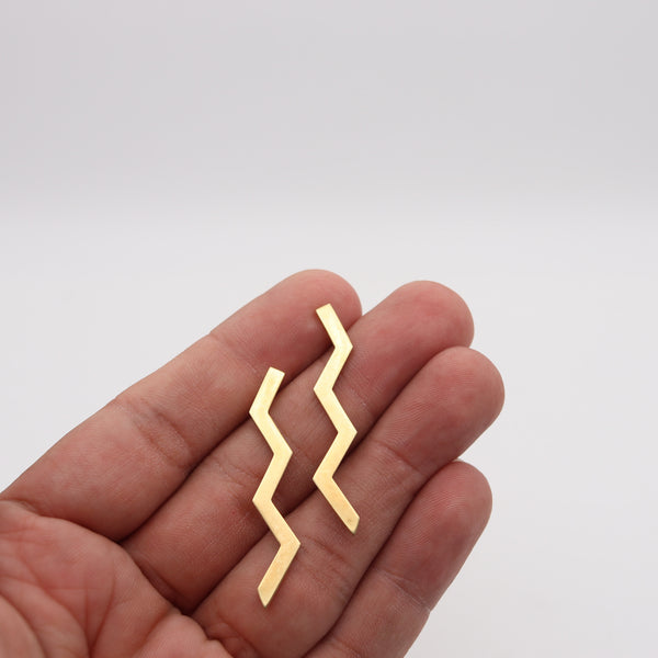 -Tiffany & Co. 1982 By Paloma Picasso Zig Zag Earrings In Solid 18Kt Yellow Gold