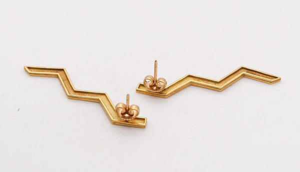 -Tiffany & Co. 1982 By Paloma Picasso Zig Zag Earrings In Solid 18Kt Yellow Gold