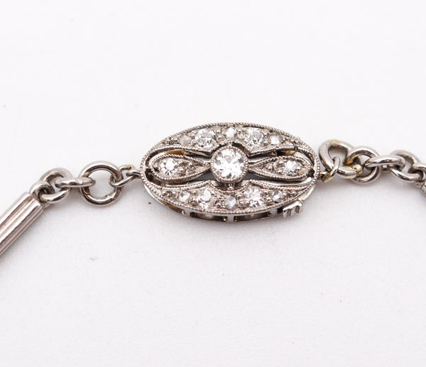 ART DECO 1925 Five Dogs Charms Bracelet In Platinum With 4.03 Ctw Diamonds
