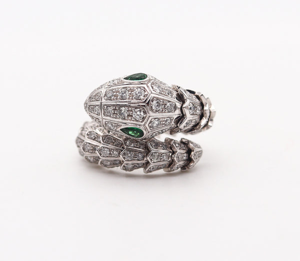 -Bvlgari Roma Serpenti Ring In 18Kt Gold With 7.36 Ctw In Diamonds And Emerald