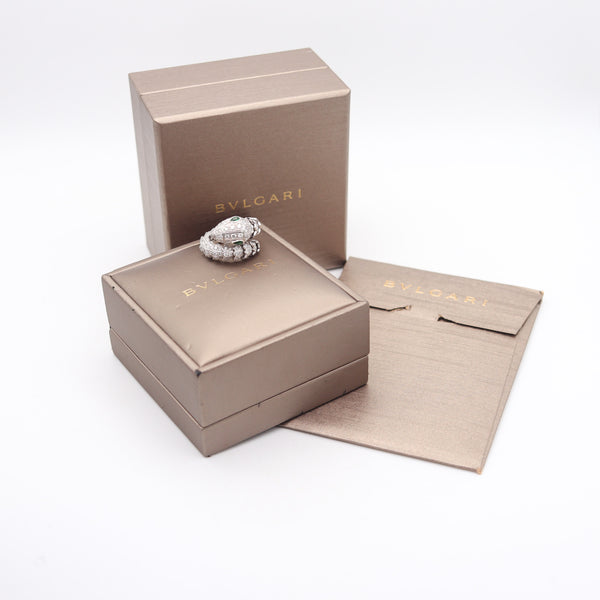 -Bvlgari Roma Serpenti Ring In 18Kt Gold With 7.36 Ctw In Diamonds And Emerald