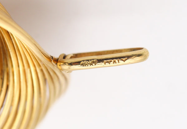 -Op-Art 1970 Modernist Pendant With Concentric Circles In Solid 18Kt Yellow Gold