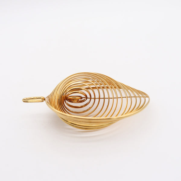 -Op-Art 1970 Modernist Pendant With Concentric Circles In Solid 18Kt Yellow Gold