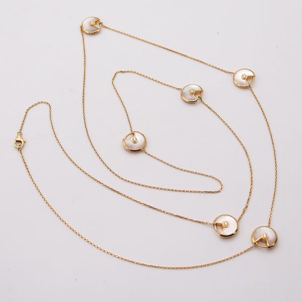 CARTIER Amulet Sautoir Necklace With White Pearls In 18Kt Gold With Diamonds