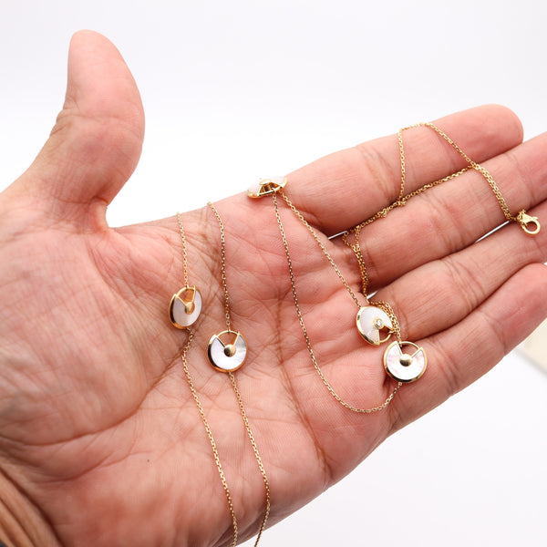 CARTIER Amulet Sautoir Necklace With White Pearls In 18Kt Gold With Diamonds