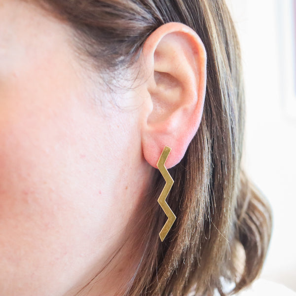 -Tiffany & Co. 1982 By Paloma Picasso Zig Zag Earrings In Solid 18Kt Yellow Gold
