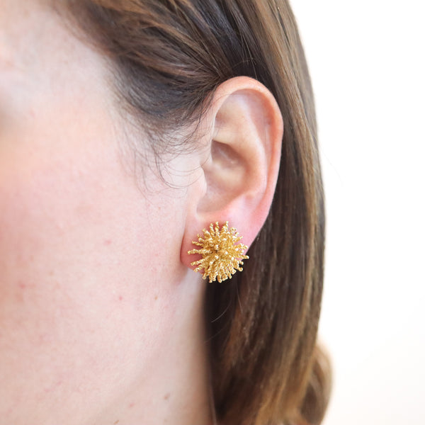 -Tishman & Lipp Sputnik Spikes Clips-On Earrings In Solid 18Kt Yellow Gold