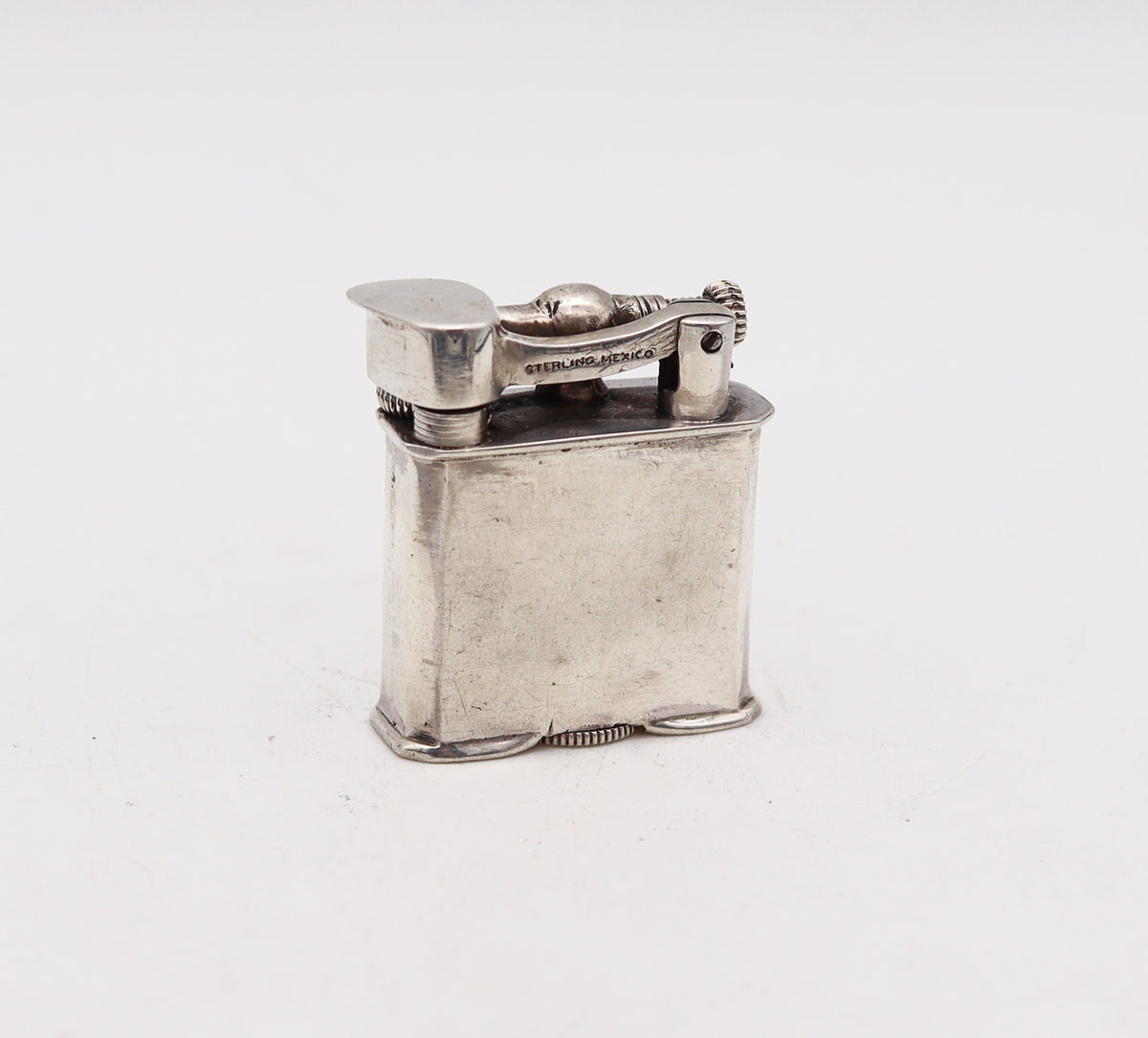 Mexico Taxco 1940 Unique Lift Arm Petrol Lighter In Solid 925 Sterling