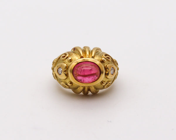 SEIDENGANG Etruscan Ring 18Kt Yellow Gold With 2.18 Ctw Diamonds & Tourmaline