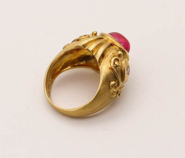 SEIDENGANG Etruscan Ring 18Kt Yellow Gold With 2.18 Ctw Diamonds & Tourmaline
