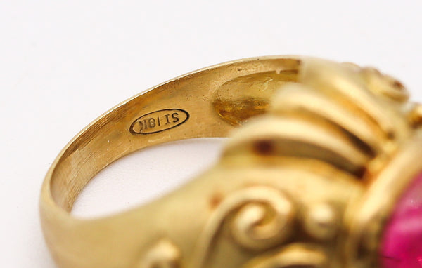 SEIDENGANG Etruscan Ring 18Kt Yellow Gold With 2.18 Ctw Diamonds & Tourmaline