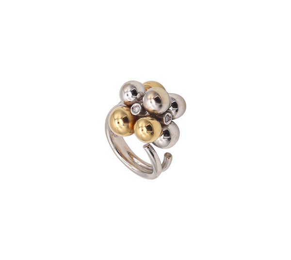 -BIBIGI GIOIELLI Bubbles Cocktail Ring In 18Kt White And Yellow Gold With Diamonds