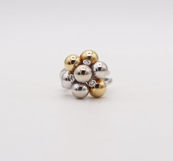 -BIBIGI GIOIELLI Bubbles Cocktail Ring In 18Kt White And Yellow Gold With Diamonds
