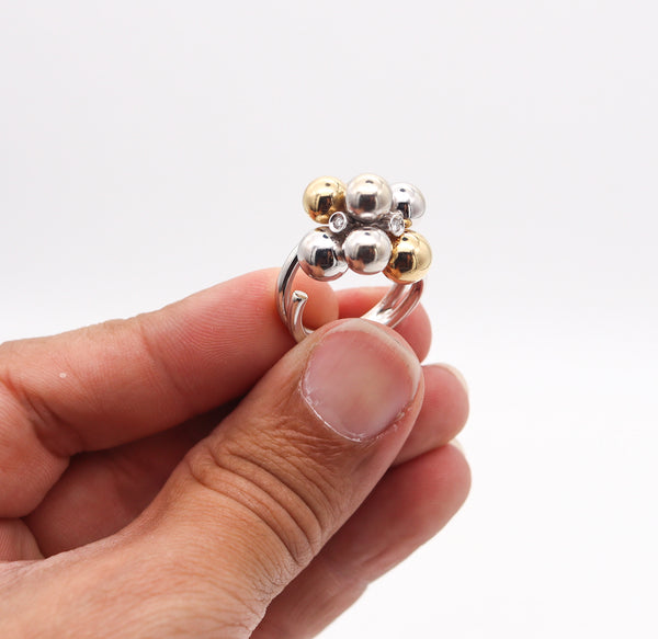 -BIBIGI GIOIELLI Bubbles Cocktail Ring In 18Kt White And Yellow Gold With Diamonds