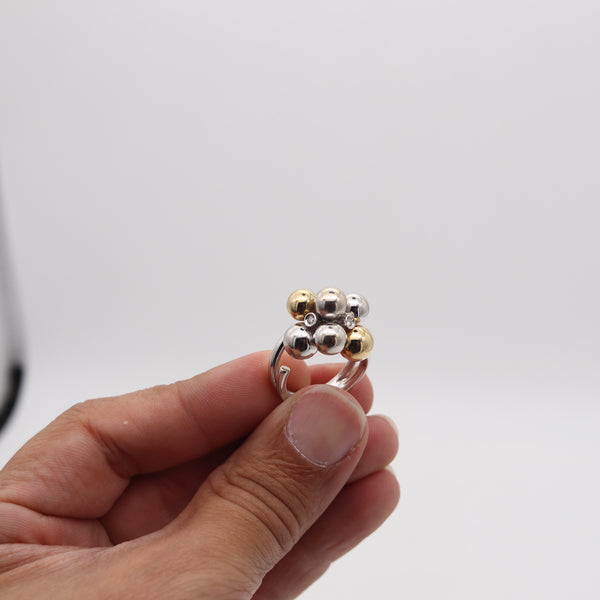 -BIBIGI GIOIELLI Bubbles Cocktail Ring In 18Kt White And Yellow Gold With Diamonds