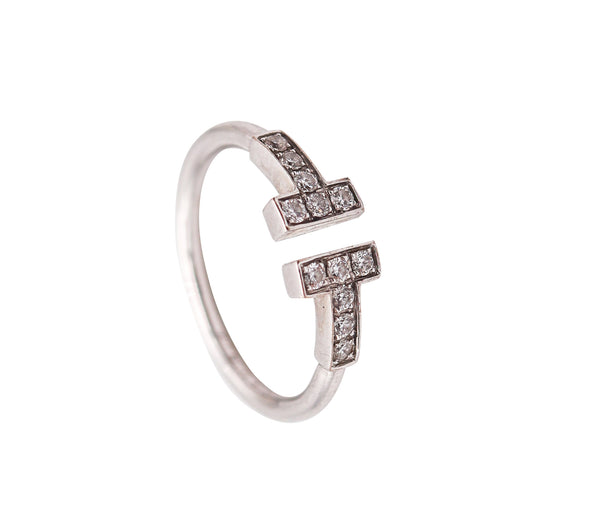 TIFFANY & CO. Double T Wire Ring In 18Kt White Gold With 12 VS Diamonds