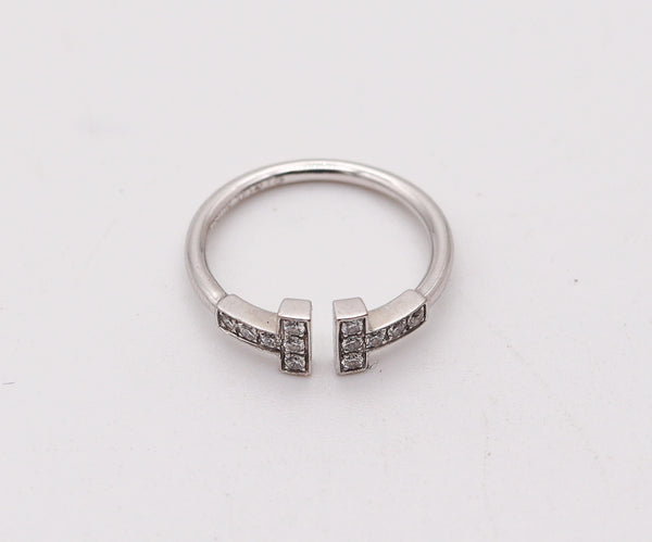TIFFANY & CO. Double T Wire Ring In 18Kt White Gold With 12 VS Diamonds
