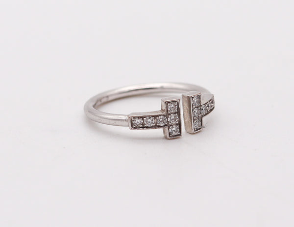 TIFFANY & CO. Double T Wire Ring In 18Kt White Gold With 12 VS Diamonds
