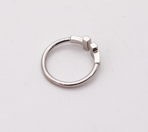 TIFFANY & CO. Double T Wire Ring In 18Kt White Gold With 12 VS Diamonds